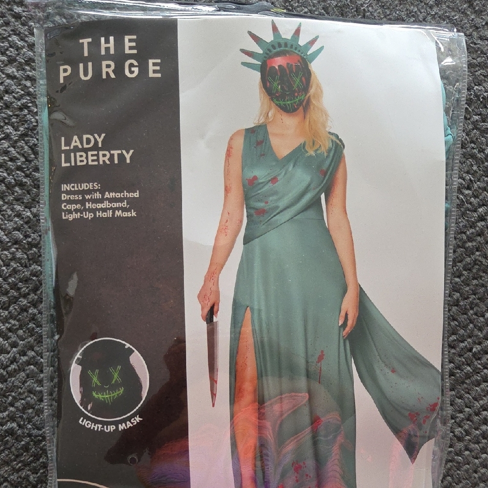 The Purge Lady Liberty Costume with Light-Up Mask